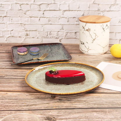 Ceramic Dinner Plates Dish Set,Set of 4,for Lunch snacks -Microwave Oven & Dishwasher Safe,Scratch