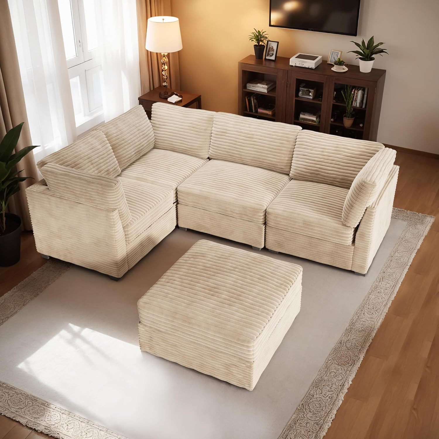 HOOOWOOO Modular Sectional Sofa,5 Pieces Sectional Couches for Living Room,98X66 L Shaped Cloud