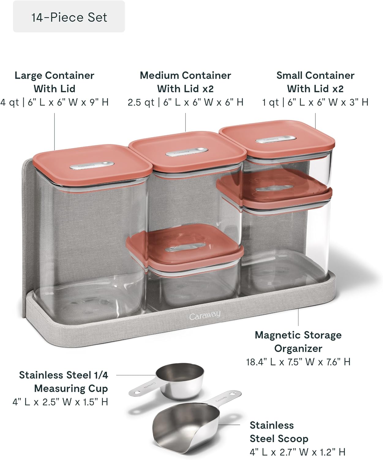 Caraway 14-Piece Glass Airtight Food Storage Containers with Lids – Non-Toxic, BPA-Free Kitchen