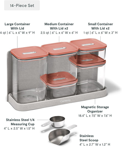 Caraway 14-Piece Glass Airtight Food Storage Containers with Lids – Non-Toxic, BPA-Free Kitchen