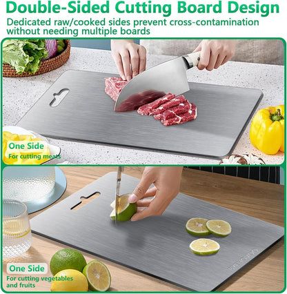 Titanium Cutting Boards for Kitchen [Set of 3], Double Sided Pure Titanium Cutting Board | Easy to
