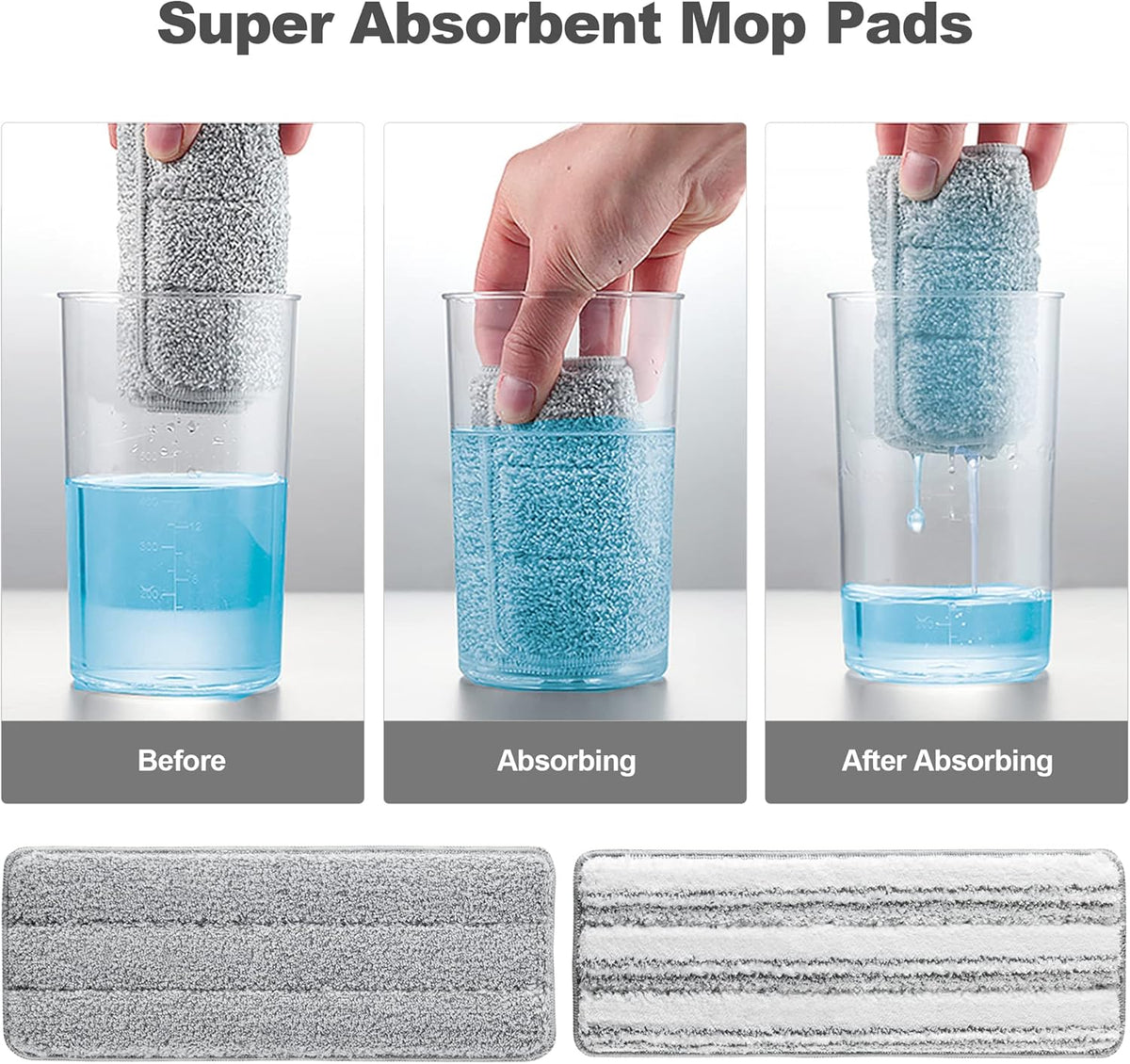 JOYMOOP Flat Mop Pads, Microfiber Mop Cleaning Pads, Washable Pads, Pads Replacement for JOYMOOP