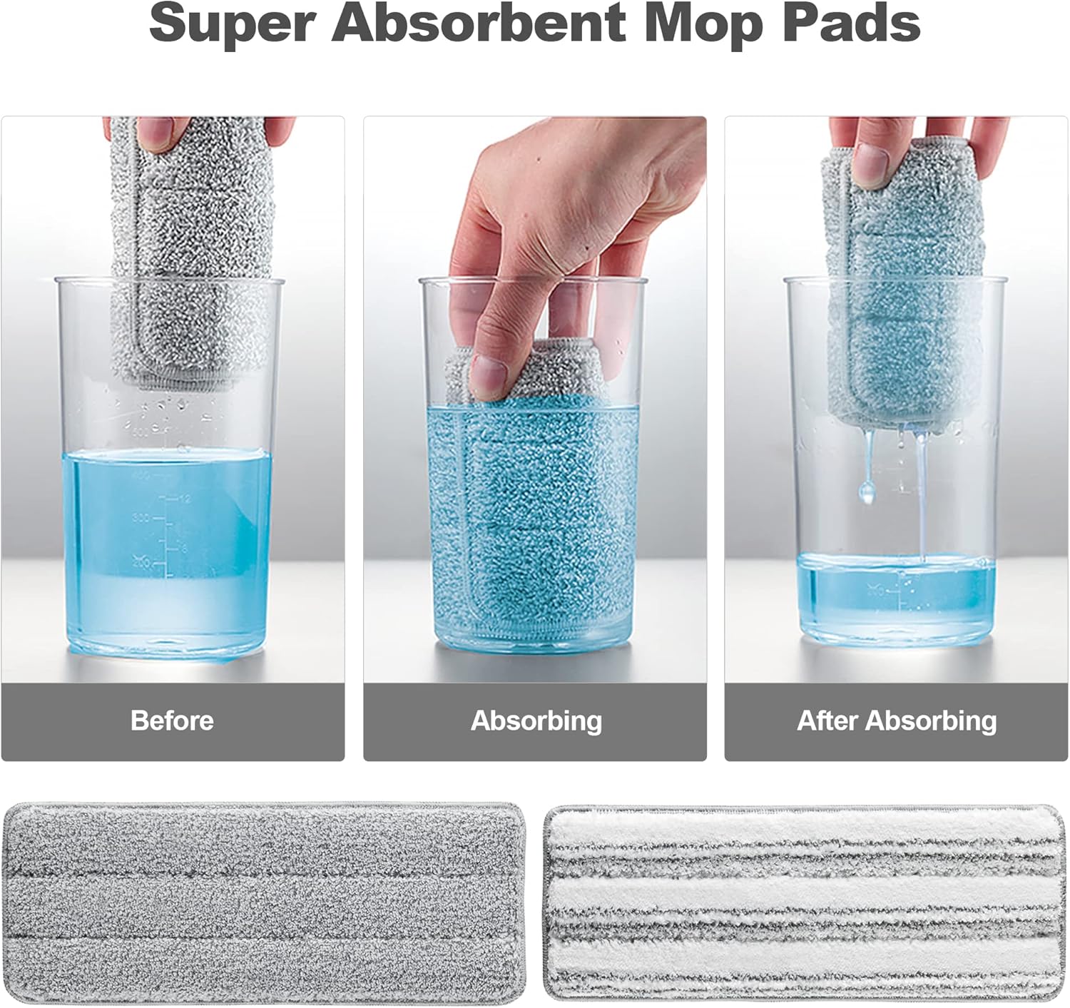 JOYMOOP Flat Mop Pads, Microfiber Mop Cleaning Pads, Washable Pads, Pads Replacement for JOYMOOP