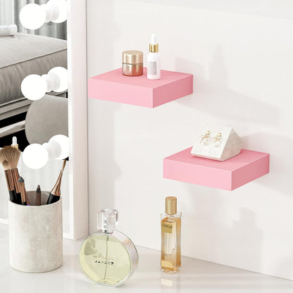 BAMEOS Pink Floating Shelves for Wall, 6" x 6" Wall Shelves for Room, Floating Book Shelves