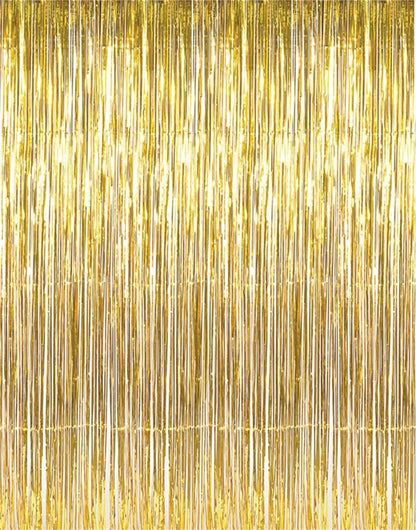 GOER 3.2 ft x 9.8 ft Metallic Tinsel Foil Fringe Curtains Party Photo Backdrop Party Streamers for