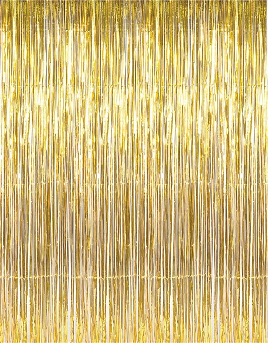 GOER 3.2 ft x 9.8 ft Metallic Tinsel Foil Fringe Curtains Party Photo Backdrop Party Streamers for