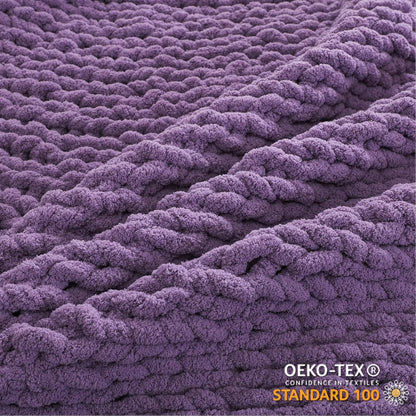 WESHIONGOO Chunky Knit Blanket Throw Knitted Throw Blankets for Couch Bed Fluffy Soft Blanket with