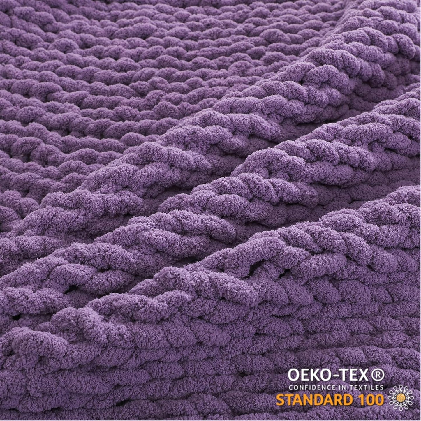 WESHIONGOO Chunky Knit Blanket Throw 40"×40" Knitted Throw Blankets for Couch Bed Fluffy Soft