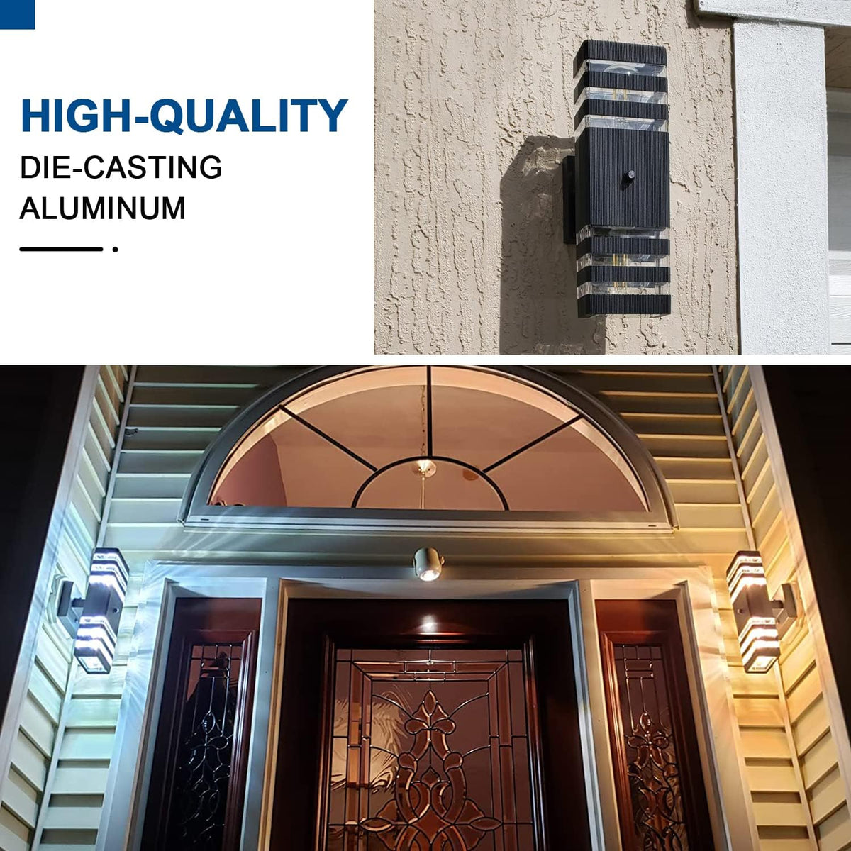 2PK Dusk to Dawn Sensor Outdoor Wall Lights Up Down Porch Lights Modern Exterior Light Fixtures