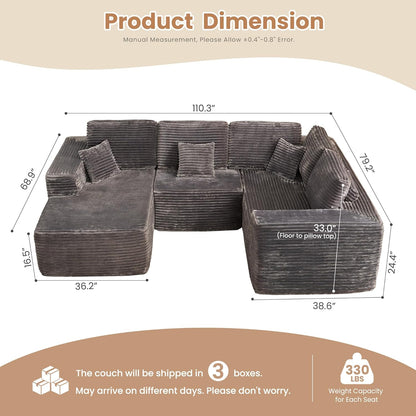 HOOOWOOO Cloud Sectional Couches for Living Room,Modular Sectional Sofa No Assembly,110X79 Inch