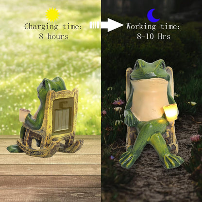 Miniature Frog Garden Statue Solar Light Outdoor Decor Frog Figurine for Outdoor Indoor Home Lawn