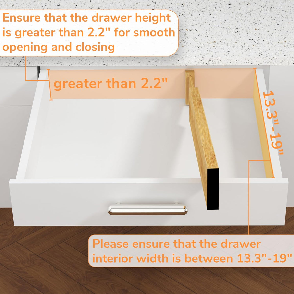 BAMEOS Drawer Divider,Expandable Bamboo Separators Adjustable Utensil Knife Fork Tool Kitchen