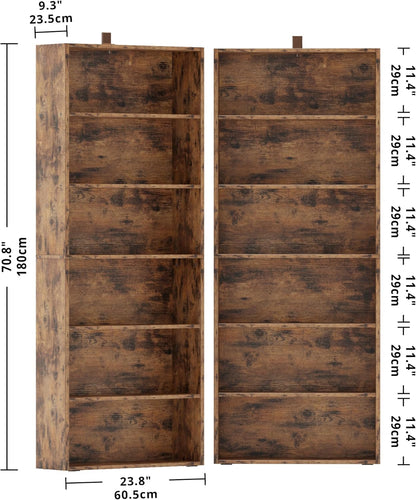 IRONCK Bookshelves and Bookcases Set of 2 Floor Standing 6 Tiers Display Storage Shelves 70 in Tall