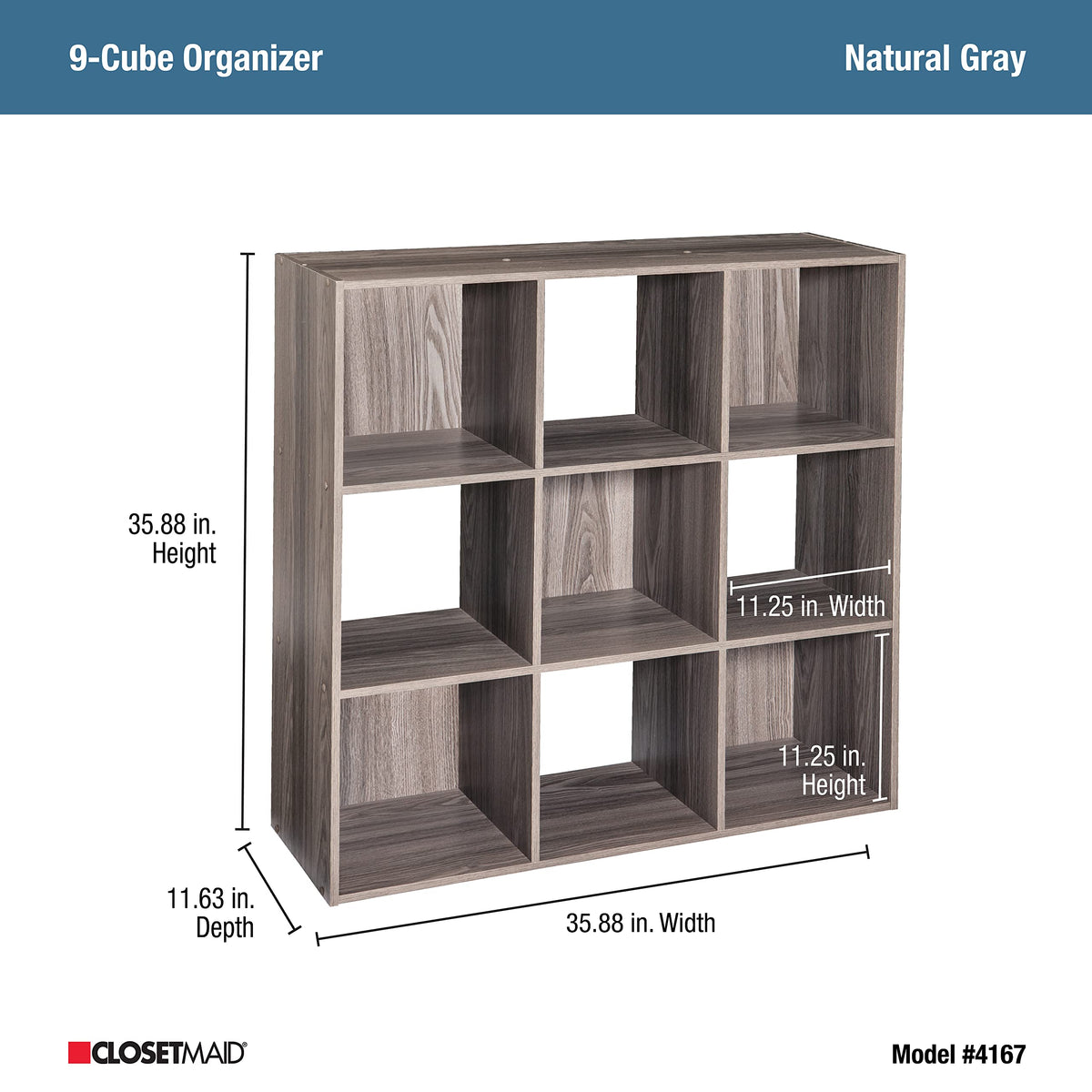 ClosetMaid Cubeicals 9 Cube Storage Shelf Organizer Bookshelf, Stackable, Square Shape, Easy
