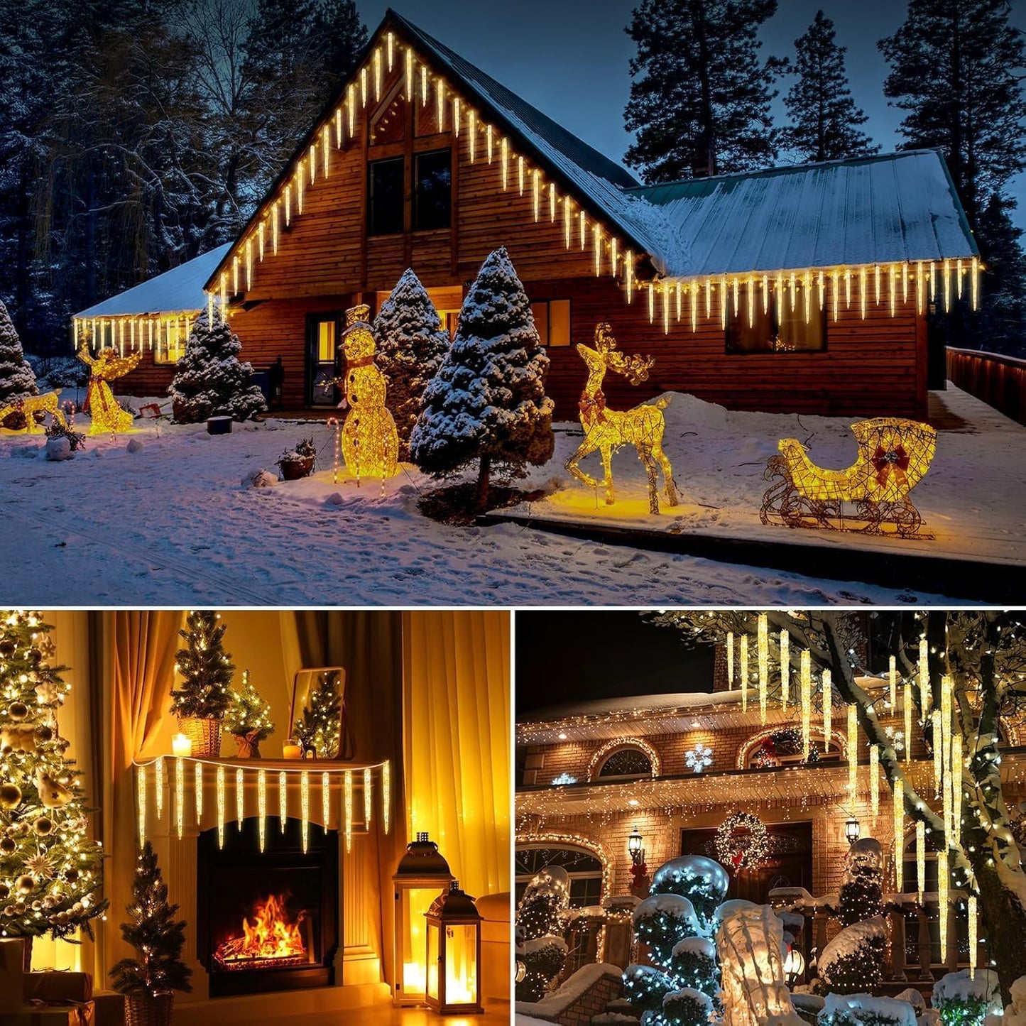 Brightown Christmas Meteor Shower Icicle Lights Outdoor, 30ft with 30 Tube 720 LED Dropping Effect