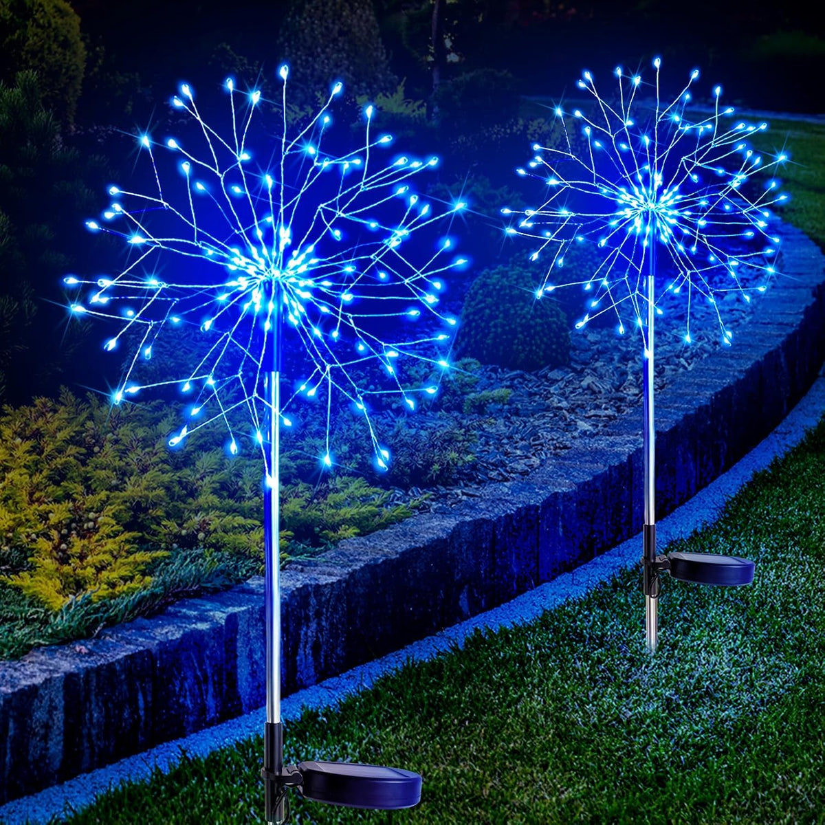 suddus Solar Garden Lights Outdoor Waterproof Decorative, 2Pack 150LED Firework Lights, Solar Fairy