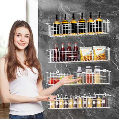 Spice Rack, 4-Pack Seasoning Organizer Wall Mount for Kitchen Storage Organization, Spice Holder