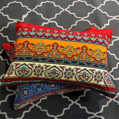 ABREEZE 3Pcs Bohemia Retro Bedding Ethnic Vintage Floral Duvet Cover Boho Bedding 100% Brushed