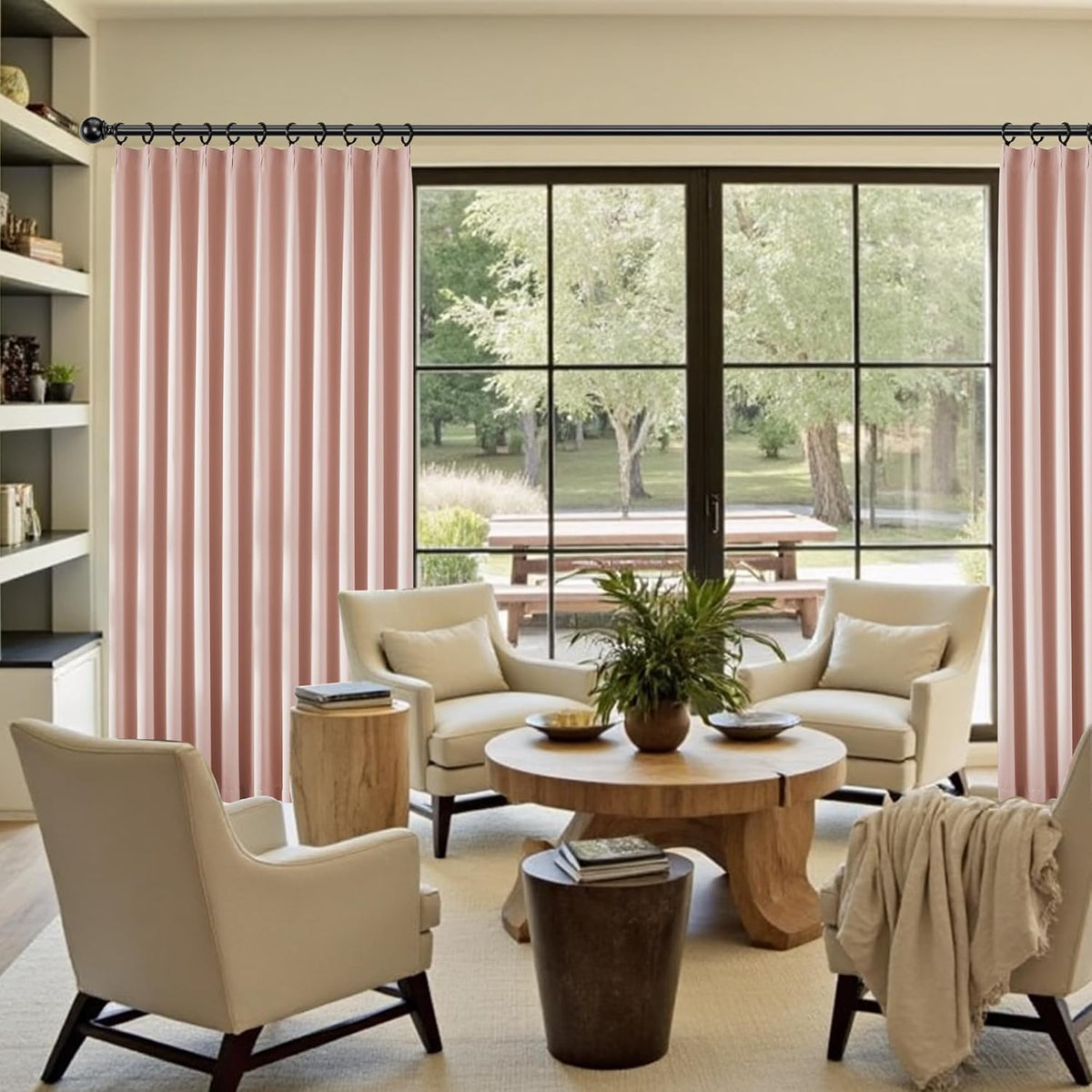 KangBang 2 PCs Pinch Pleat Wide Drapes for Sliding Door 95 Inches Long, Room Darkening Privacy