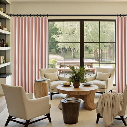 KangBang 2 PCs Pinch Pleat Wide Drapes for Sliding Door 95 Inches Long, Room Darkening Privacy
