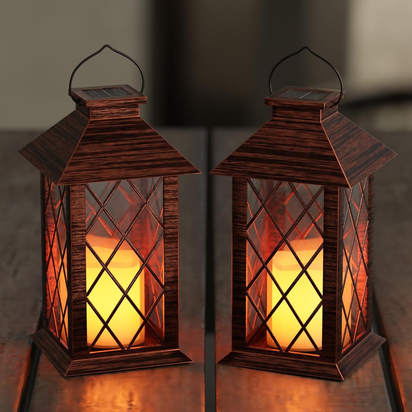Solar Lanterns Outdoor, Waterproof Garden Hanging Lanterns,13" Outdoor Decorative Lantern with LED