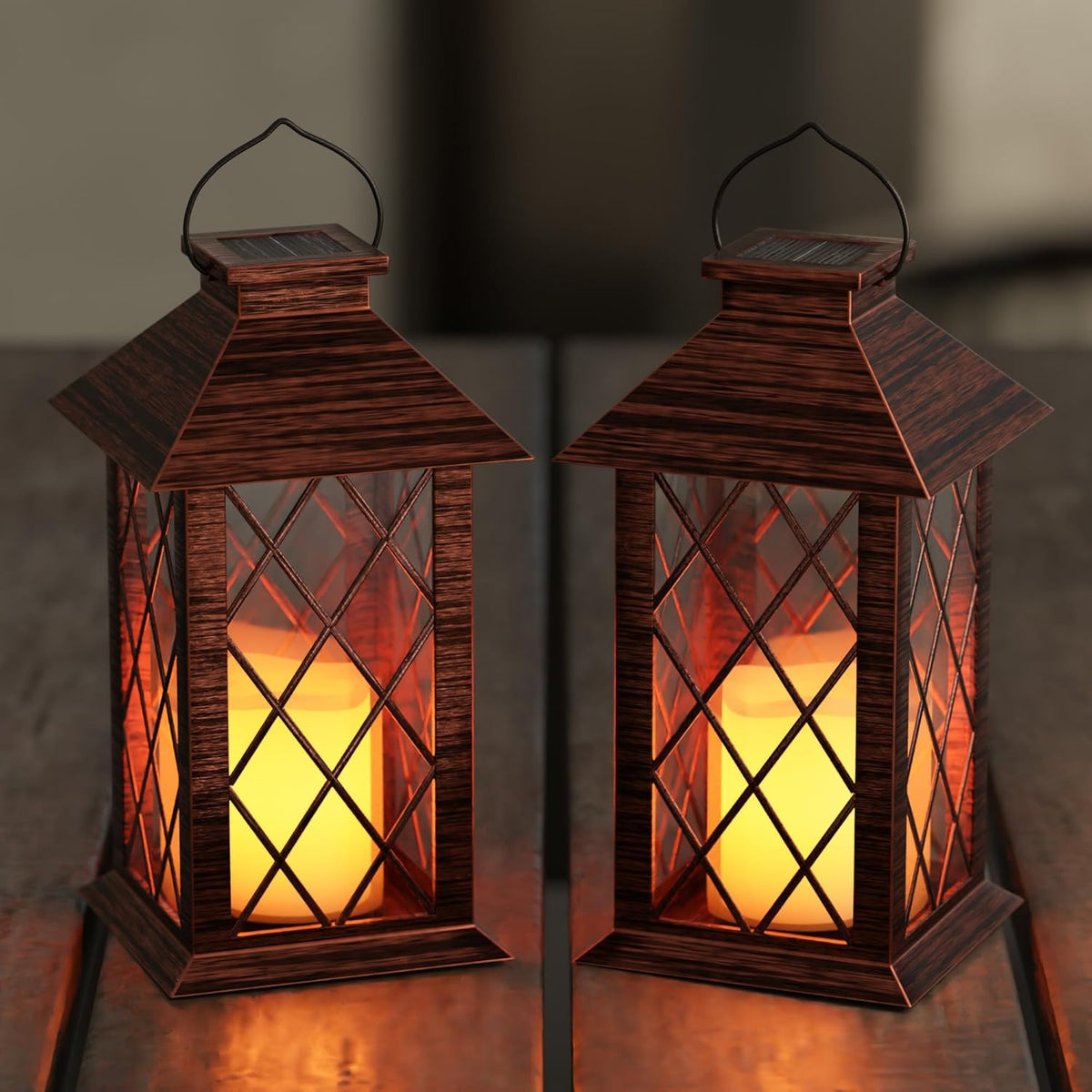 Solar Lanterns Outdoor, Waterproof Garden Hanging Lanterns,13" Outdoor Decorative Lantern with LED
