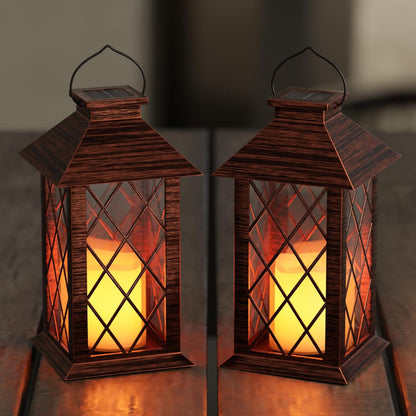 Solar Lanterns Outdoor, Waterproof Garden Hanging Lanterns,13" Outdoor Decorative Lantern with LED