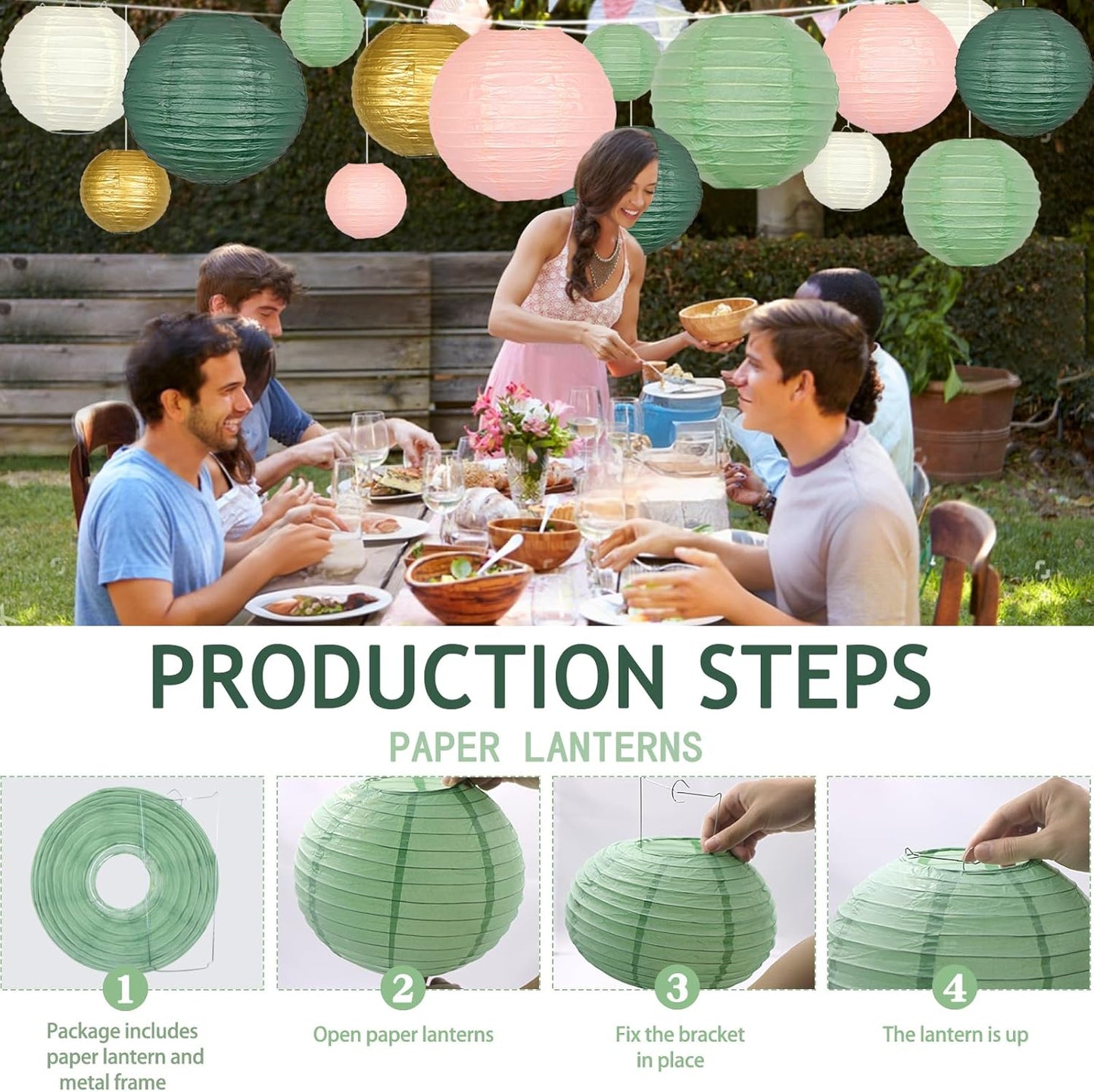 ADLKGG Paper Lanterns Decorative, Round Hanging Paper Lanterns Decorations for Graduation Bridal