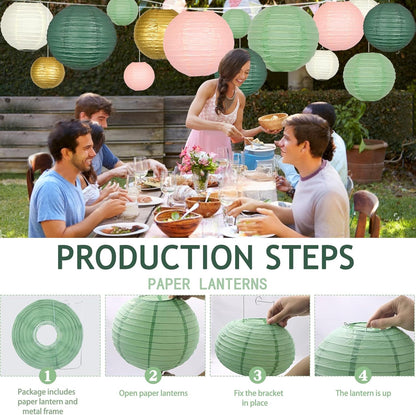 ADLKGG Paper Lanterns Decorative, Round Hanging Paper Lanterns Decorations for Graduation Bridal