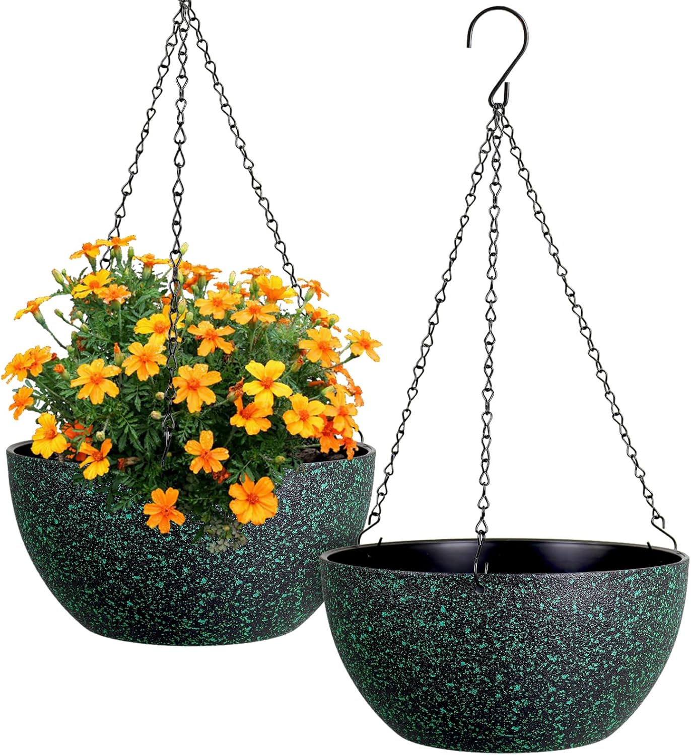 12 inch Large Hanging Planters for Indoor Outdoor Plants, 2 Pack Hanging Flower Pots with Drainage