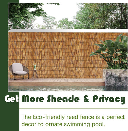 Barydat 2 Pcs 4 x 16.4 ft Bamboo Privacy Screen, Reed Fence Roller Patio Decorative Fences Reed