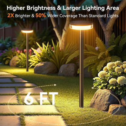 LETMY Solar Pathway Lights Outdoor, 6 Pack 2X Brighter Solar Lights Outdoor Waterproof, Taller