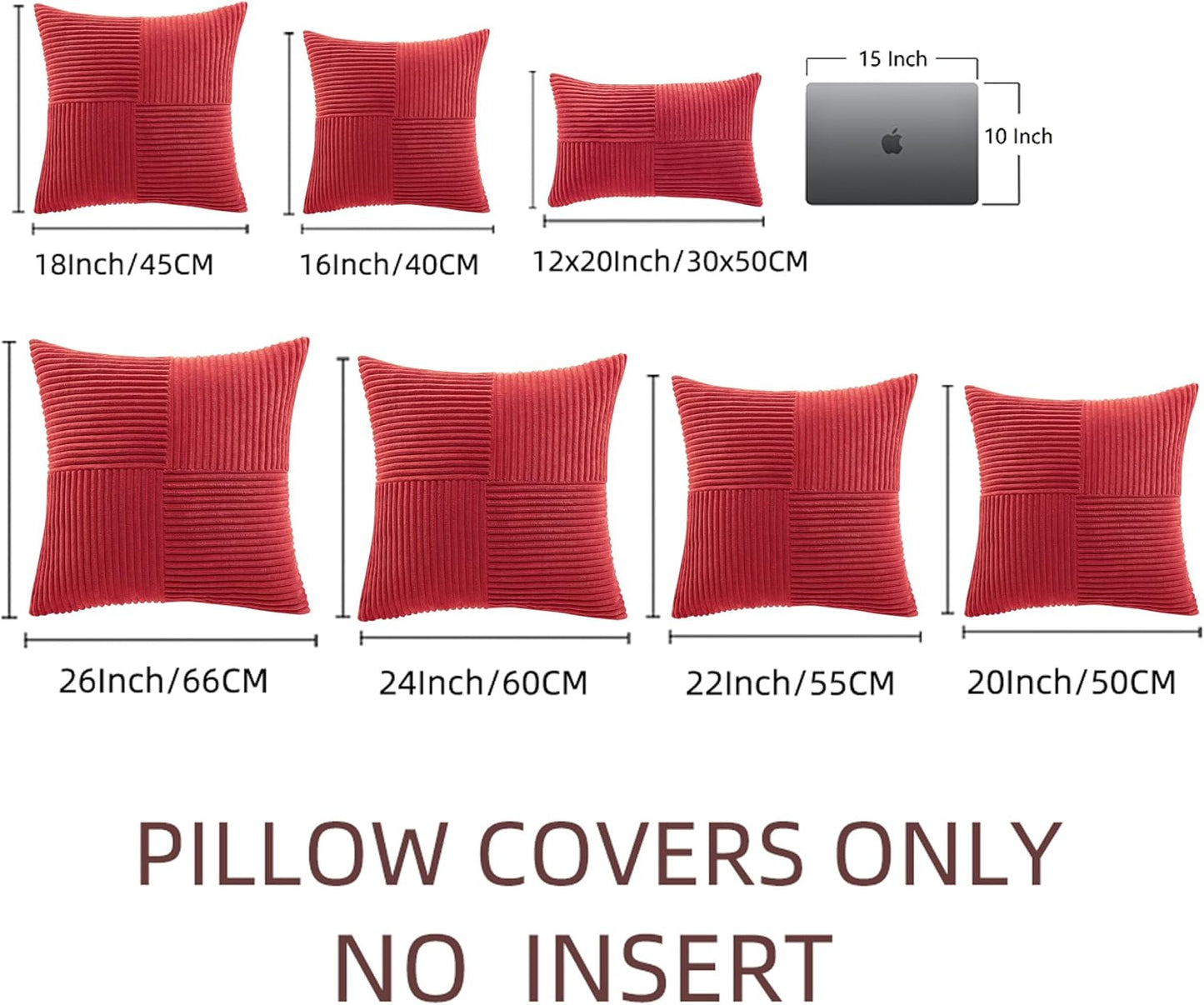 Fancy Homi 2 Packs Red Lumbar Decorative Throw Pillow Covers 12x20 Inch for Living Room Couch Bed