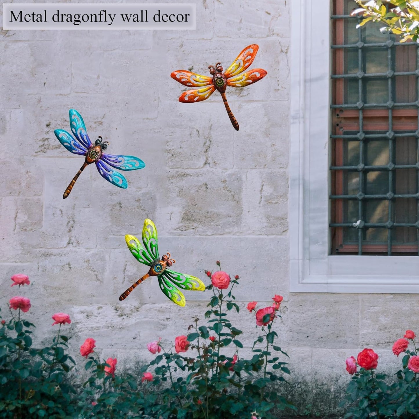 Yonivexis Metal Dragonfly Wall Decor Outdoor wall Art Hanging Decorations Living Room Bedroom Fence