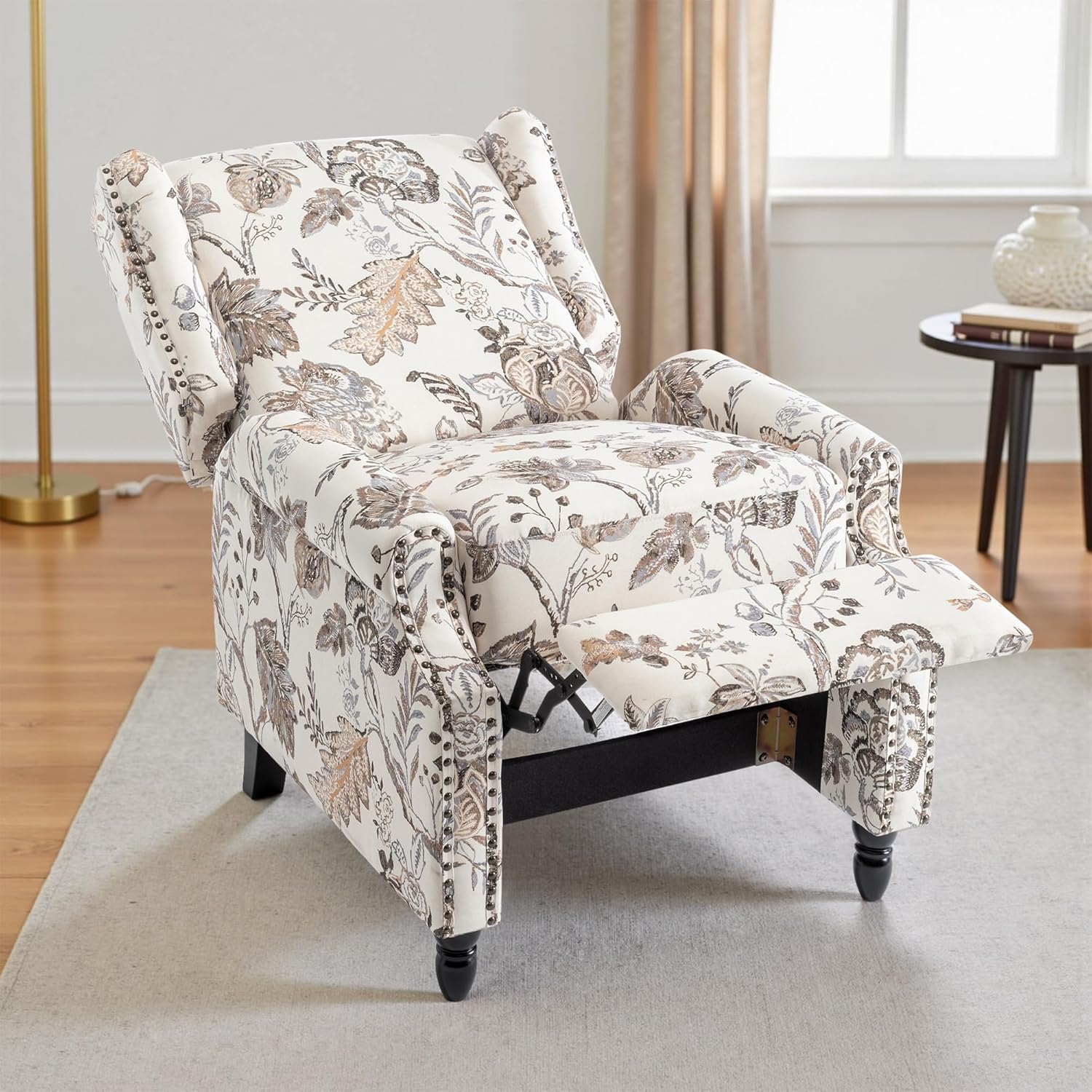 UIXE Pushback Recliner Chair, Fabric Upholstered Armchair Push Back Accent Chair for Living Room