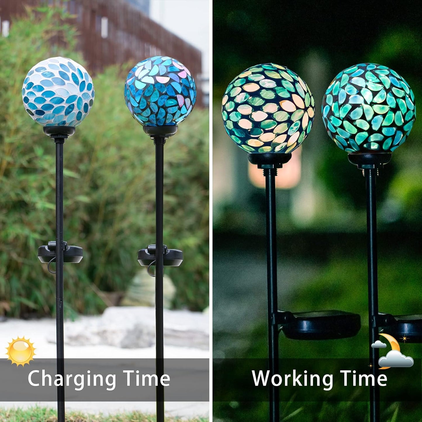 VCUTEKA Solar Lights Outdoor Decorative, Mosaic Solar Garden Light Waterpoof LED Pathway Stake