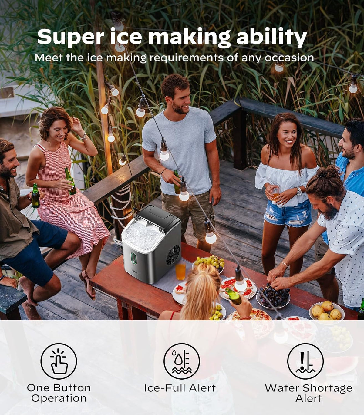 Silonn Nugget Ice Maker Countertop, Pellet Ice Machine with Self-Cleaning Function, Sonic Ice Maker