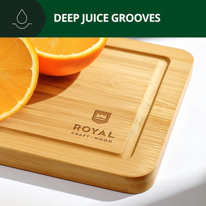 Wooden Cutting Boards for Kitchen Meal Prep & Serving - Bamboo Wood Cutting Board Set - Charcuterie
