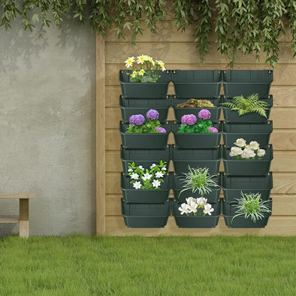 18Pcs Vertical Wall Planter, 13 inch Wall Mounted Garden Planters, Plastic Wall Hanging Planter