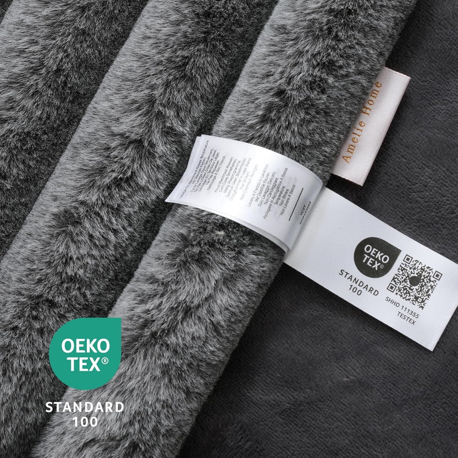 Amélie Home Faux Fur Throw Blanket for Couch, Ultra Cozy Fuzzy Fluffy Fur Luxurious Soft Striped