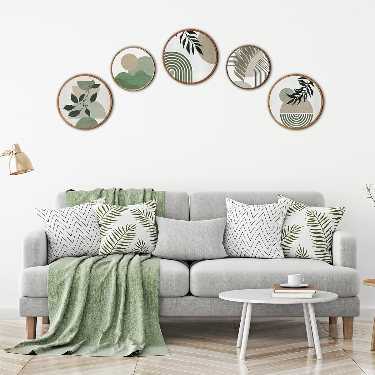 Qunclay 5 Pcs Wall Art Decor Wooden Living Room Wall Decor Bohemian Hanging Farmhouse Geometric