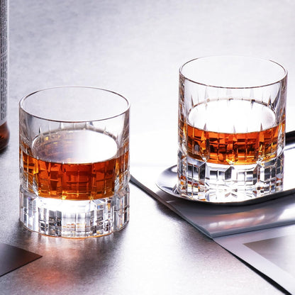 KAMMAK Crystal Whiskey Glasses Set of 2, Luxury 7.78oz Old Fashioned Glasses Stemless, Hand Blown