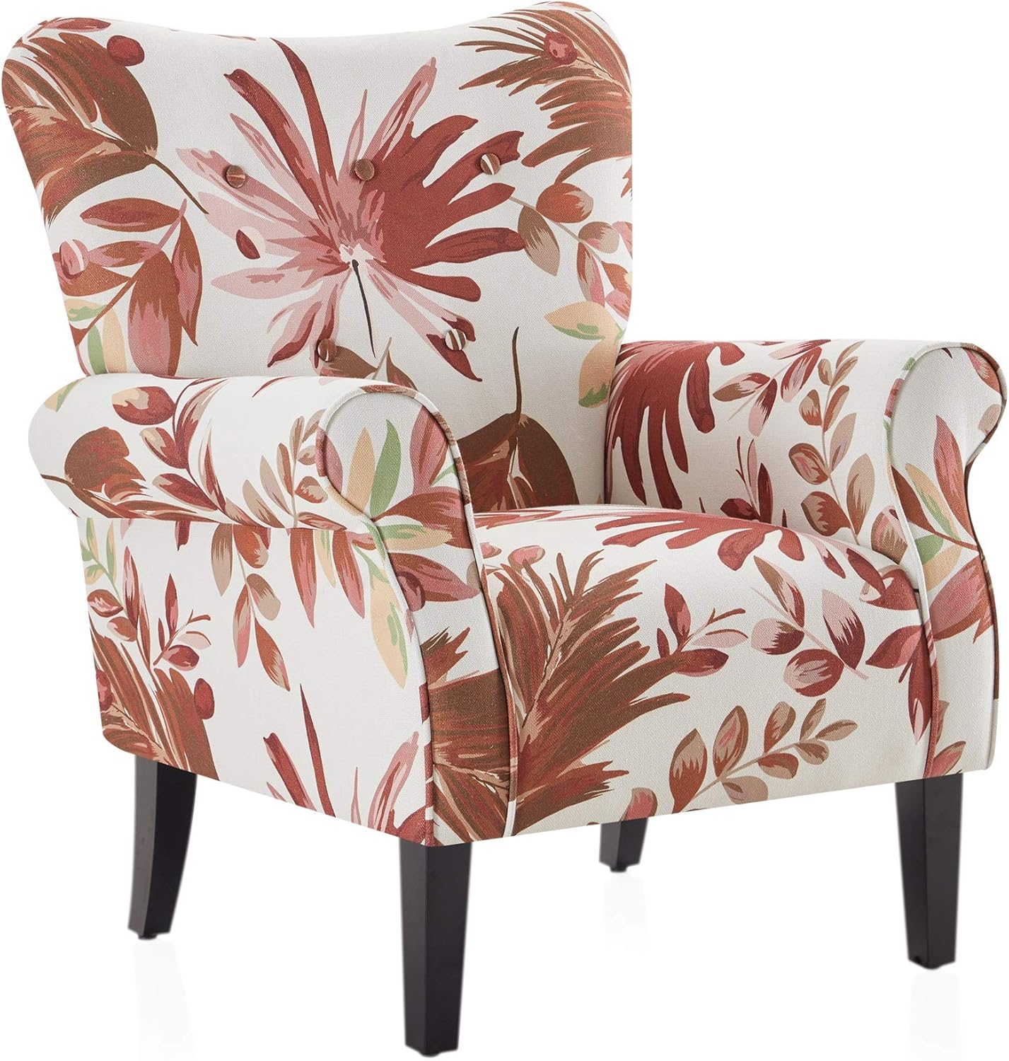 BELLEZE Modern Accent Chair for Living Room, High Back Floral Armchair with Wooden Legs