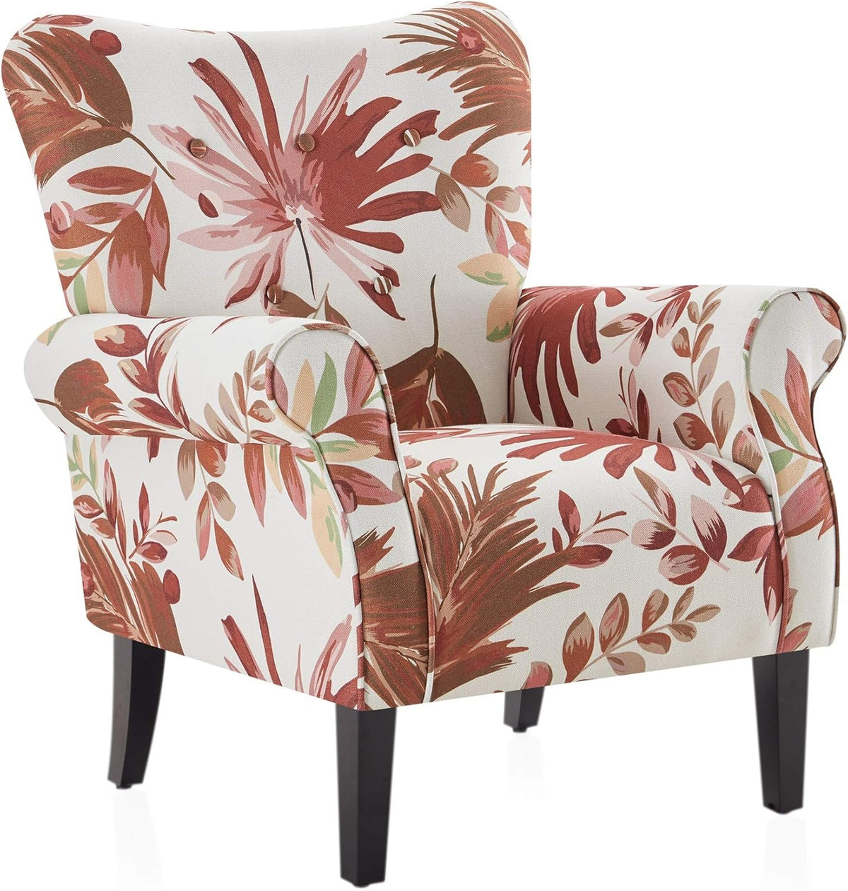 BELLEZE Modern Accent Chair for Living Room, High Back Floral Armchair with Wooden Legs