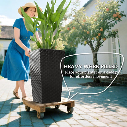 Outsunny Tall Planters for Outdoor Plants Set of 3, 24 in Taper Planters with Drainage Holes