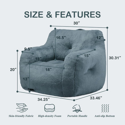 Hobestluk Bean Bag Chair for Adult Small Bean Bag Chairs with Arms Furry Beanbag Chair with Foam