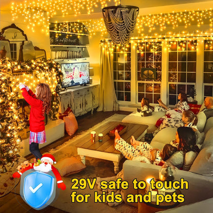 KNONEW Christmas Lights Outdoor Color Changing 400 LED 33ft 11 Modes Curtain Fairy String Light