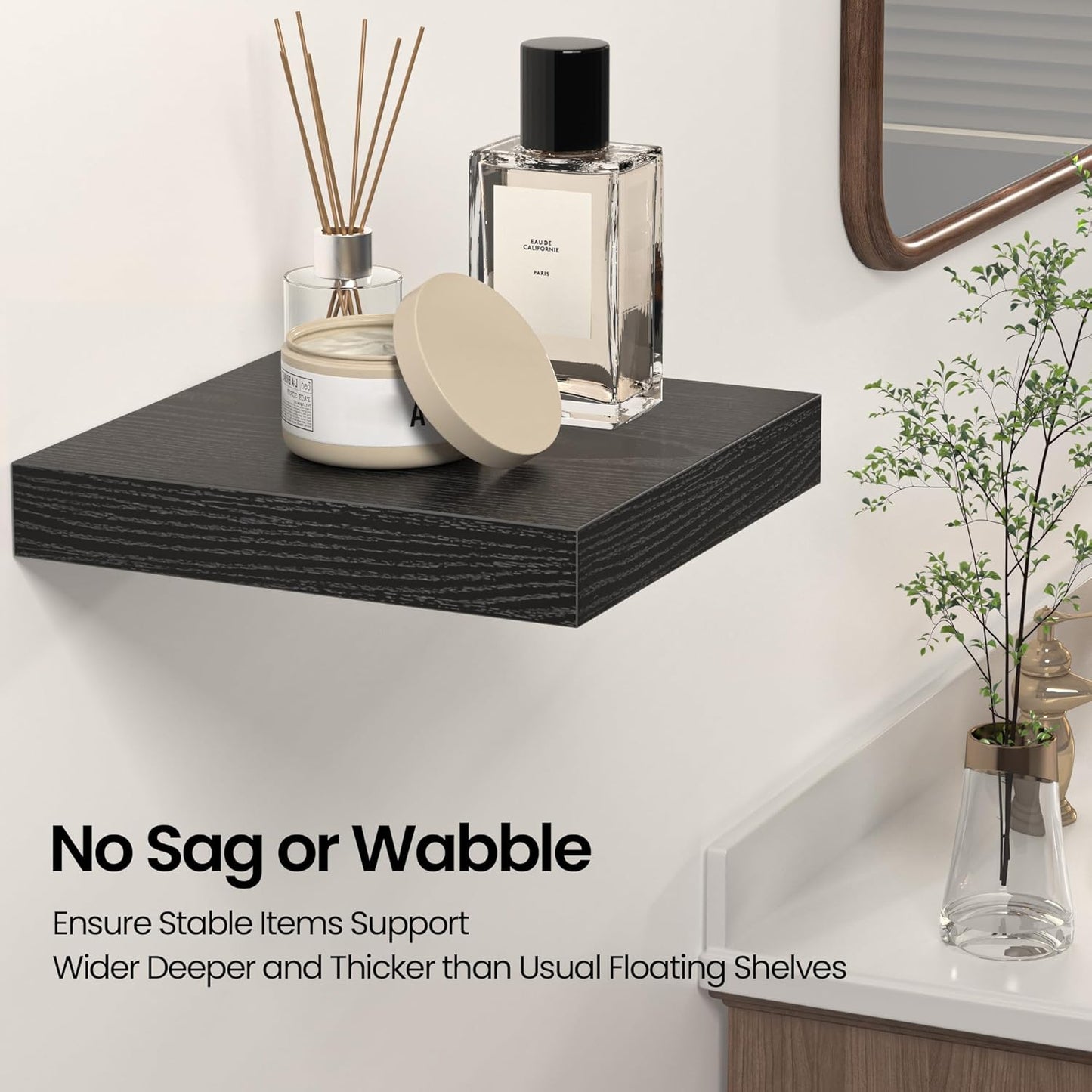 Square Floating Shelves for Wall, 12" W x 12" D x 1.2" H, Small Wooden Wall Mounted Display Shelves