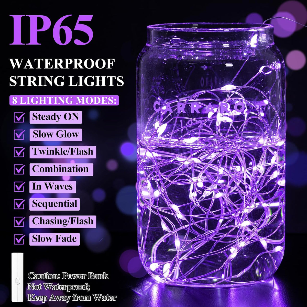 Lakumu Rechargeable Fairy Lights Battery Operated, String Lights with Timer, Mini LED Twinkle
