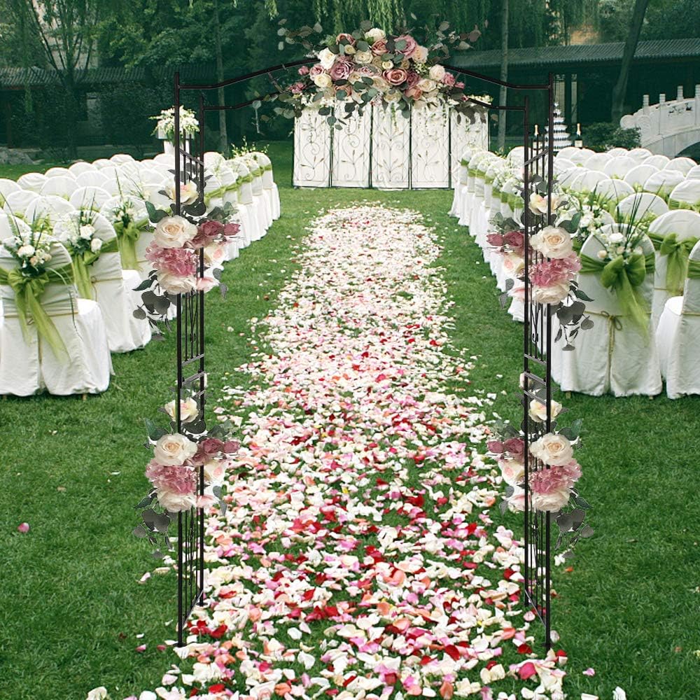 VINGLI Garden Arbor, Arch for Wedding Ceremony Party, Christmas Garden Decor Steel Garden Trellis